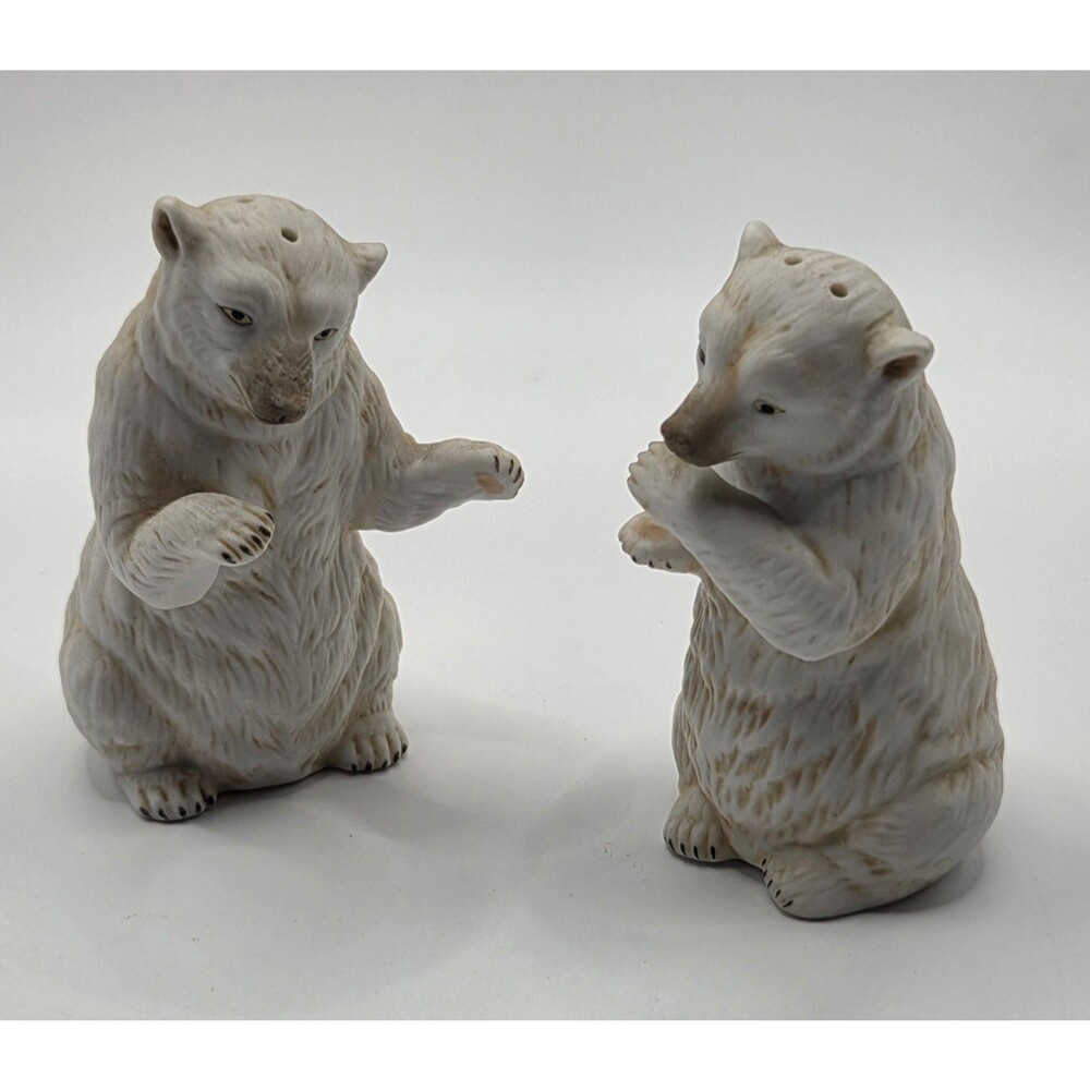 VTG 1989 Franklin Mint "Two By Two" Noah's Ark Polar Bears Salt & Pepper Shakers